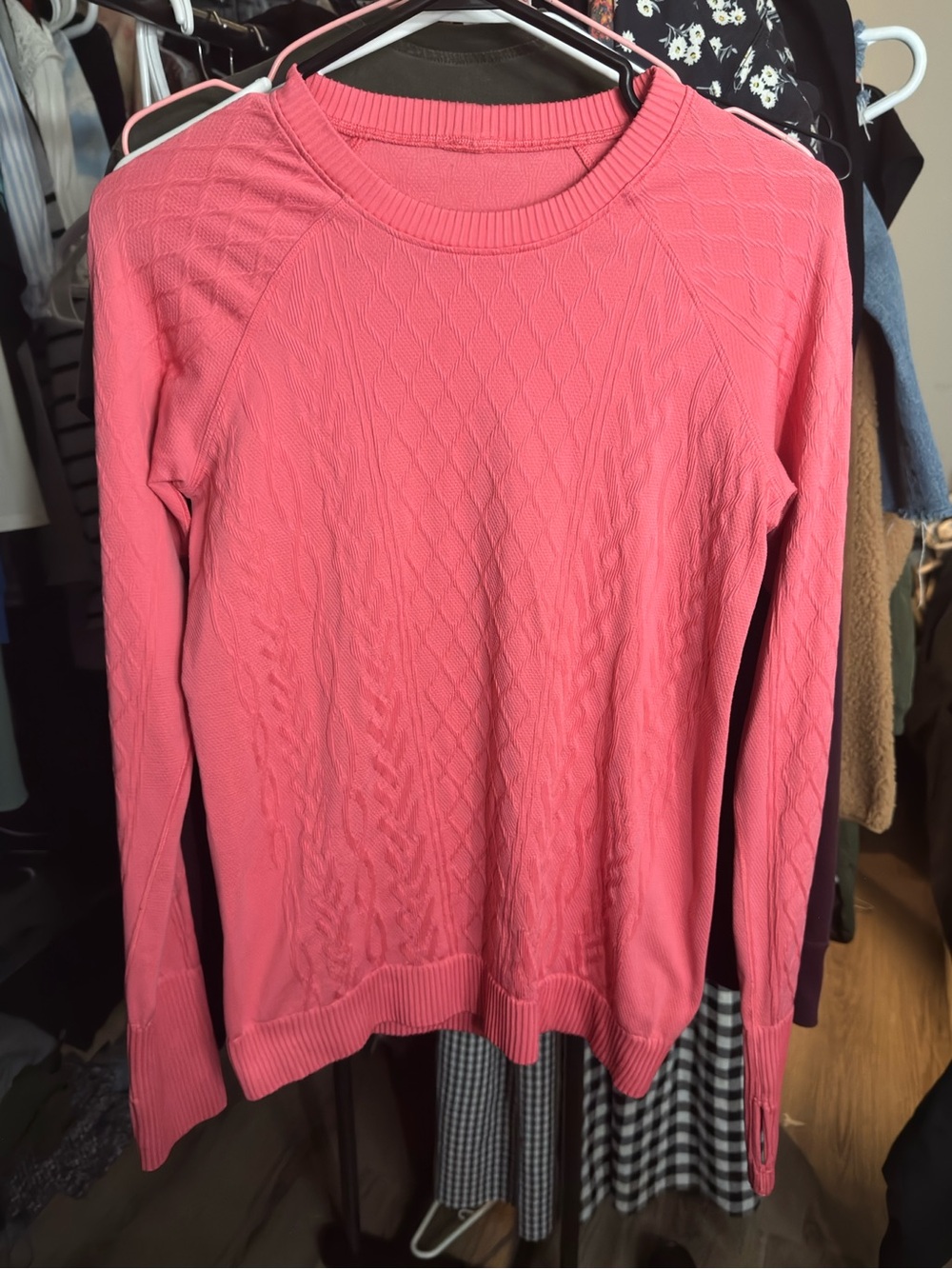 Lululemon Pink Rest Less Pullover Diamond Textured Long Sleeve- Size 4